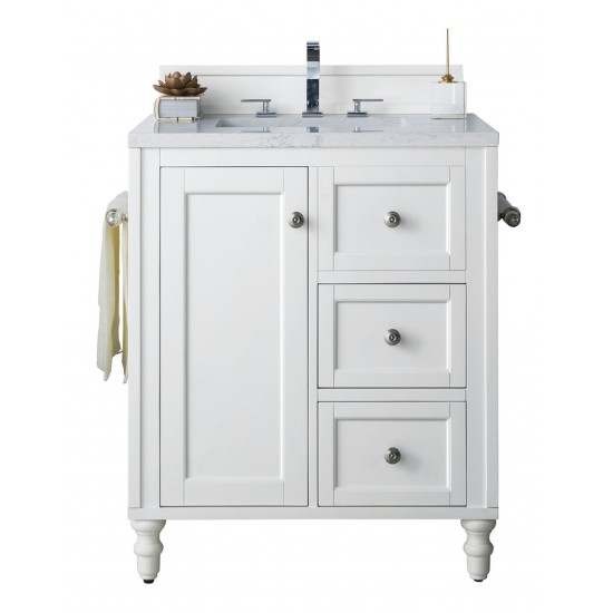 Copper Cove Encore 30" Single Vanity White w/3 CM Jasmine Pearl Quartz Top