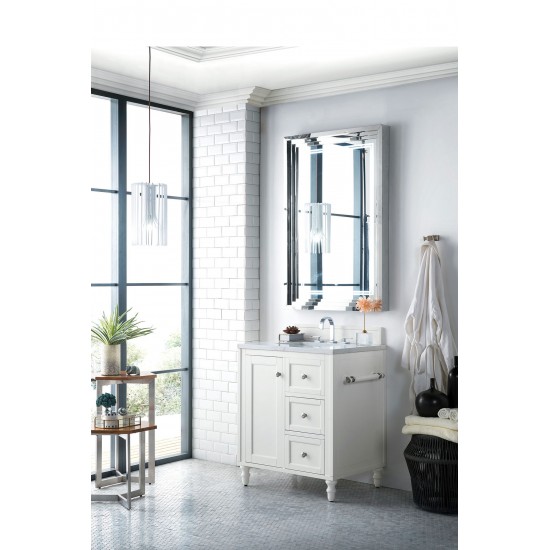 Copper Cove Encore 30" Single Vanity White w/3 CM Jasmine Pearl Quartz Top