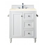 Copper Cove Encore 30" Single Vanity White w/3 CM Eternal Marfil Quartz Top