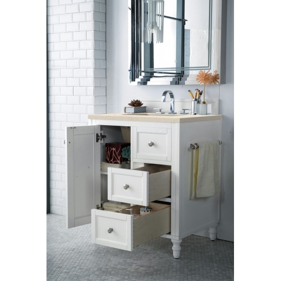Copper Cove Encore 30" Single Vanity White w/3 CM Eternal Marfil Quartz Top