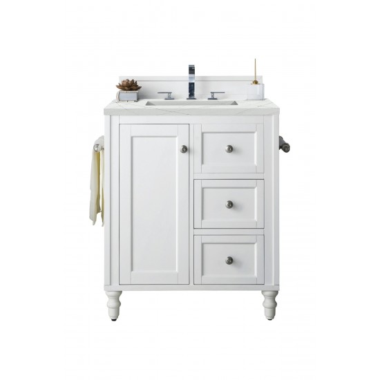 Copper Cove Encore 30" Single Vanity White w/3 CM Ethereal Noctis Quartz Top