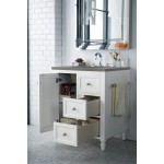 Copper Cove Encore 30" Single Vanity, Bright White w/ 3 CM Grey Expo Quartz Top