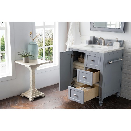 Copper Cove Encore 30" Single Vanity Gray w/3 CM Arctic Fall Solid Surface Top