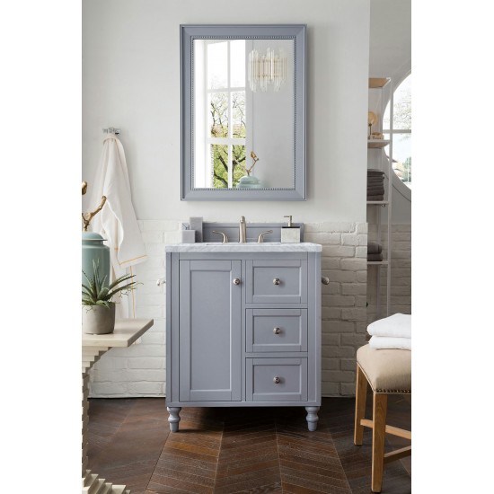 Copper Cove Encore 30" Single Vanity, Silver Gray w/ 3 CM Carrara Marble Top