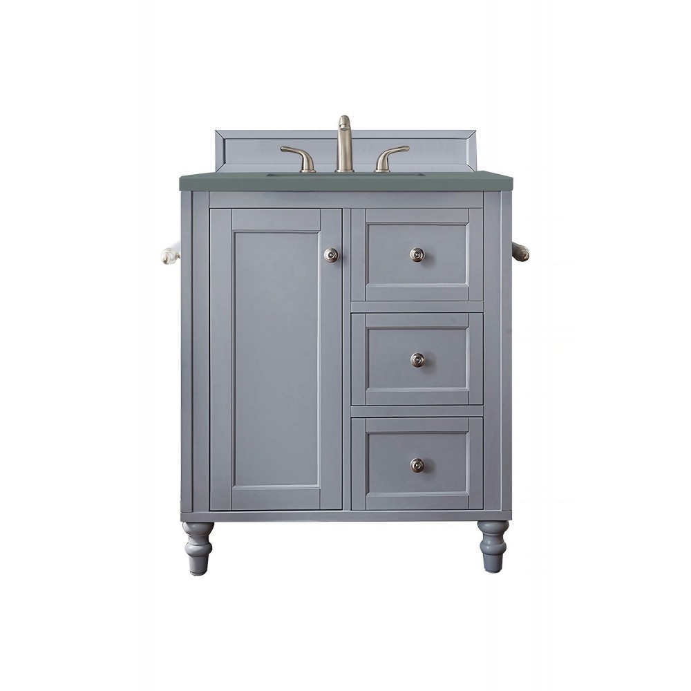 Copper Cove Encore 30" Single Vanity, Silver Gray w/ 3 CM Cala Blue Quartz Top