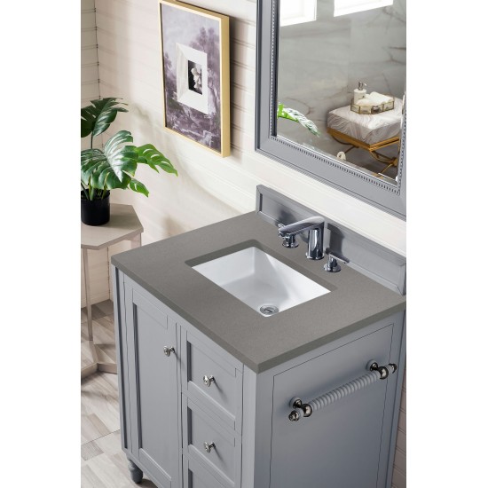 Copper Cove Encore 30" Single Vanity, Silver Gray w/ 3 CM Grey Expo Quartz Top