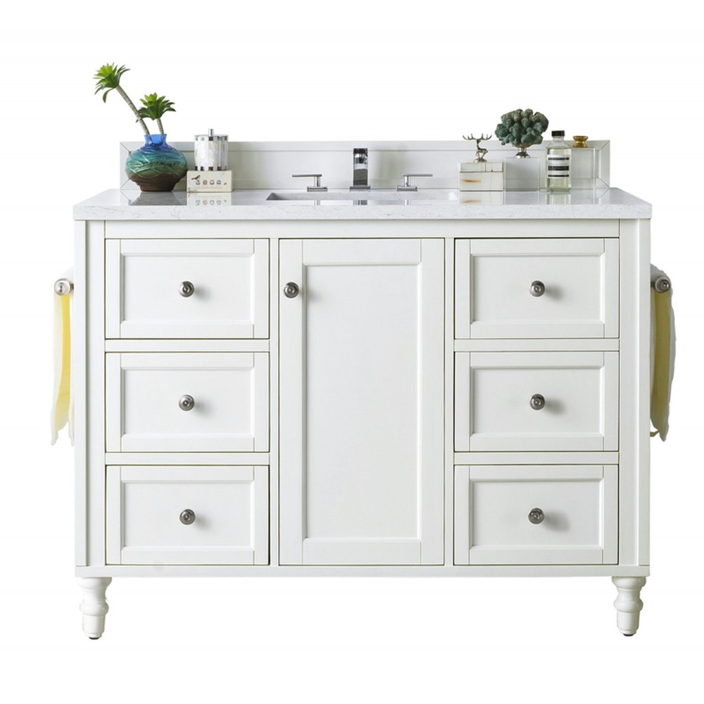 Copper Cove Encore 48" Single Vanity White w/3 CM Arctic Fall Solid Surface Top