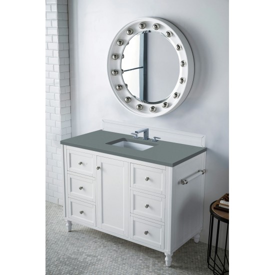 Copper Cove Encore 48" Single Vanity, Bright White w/ 3 CM Cala Blue Quartz Top