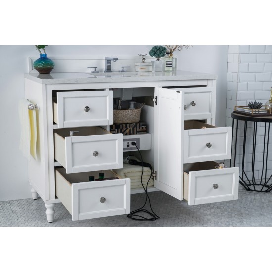 Copper Cove Encore 48" Single Vanity White w/3 CM Jasmine Pearl Quartz Top