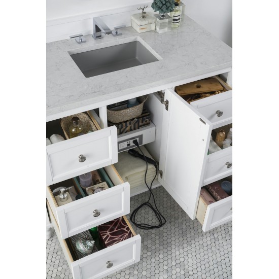 Copper Cove Encore 48" Single Vanity White w/3 CM Jasmine Pearl Quartz Top