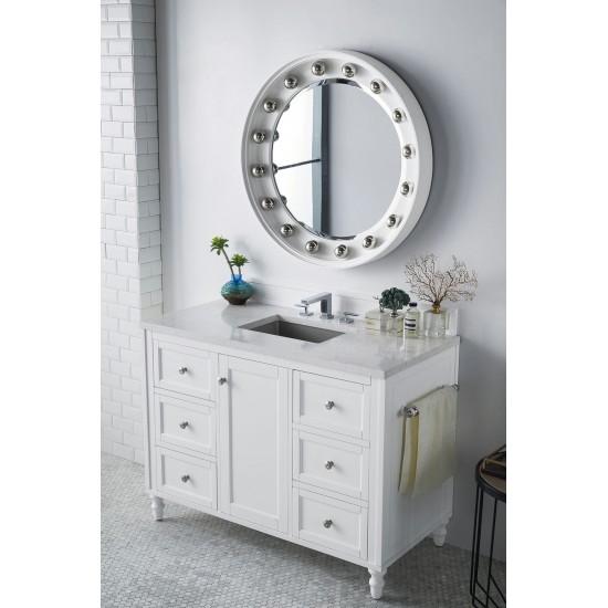 Copper Cove Encore 48" Single Vanity White w/3 CM Jasmine Pearl Quartz Top