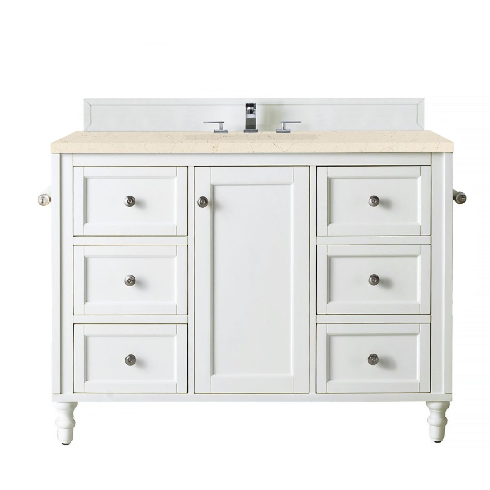 Copper Cove Encore 48" Single Vanity White w/3 CM Eternal Marfil Quartz Top