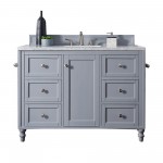 Copper Cove Encore 48" Single Vanity, Silver Gray w/ 3 CM Carrara Marble Top