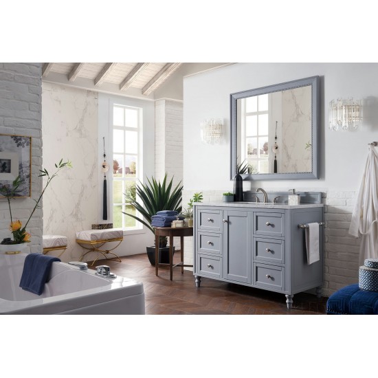 Copper Cove Encore 48" Single Vanity, Silver Gray w/ 3 CM Carrara Marble Top