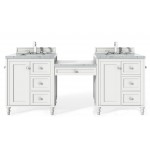 Copper Cove Encore 86" Double Vanity Set White w/ 3 CM Arctic Fall Surface Top