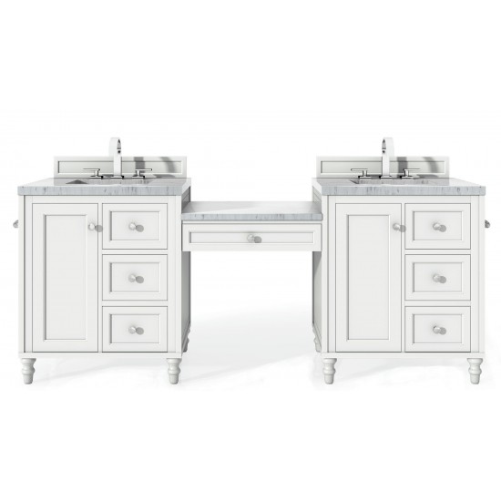 Copper Cove Encore 86" Double Vanity Set White w/ 3 CM Arctic Fall Surface Top