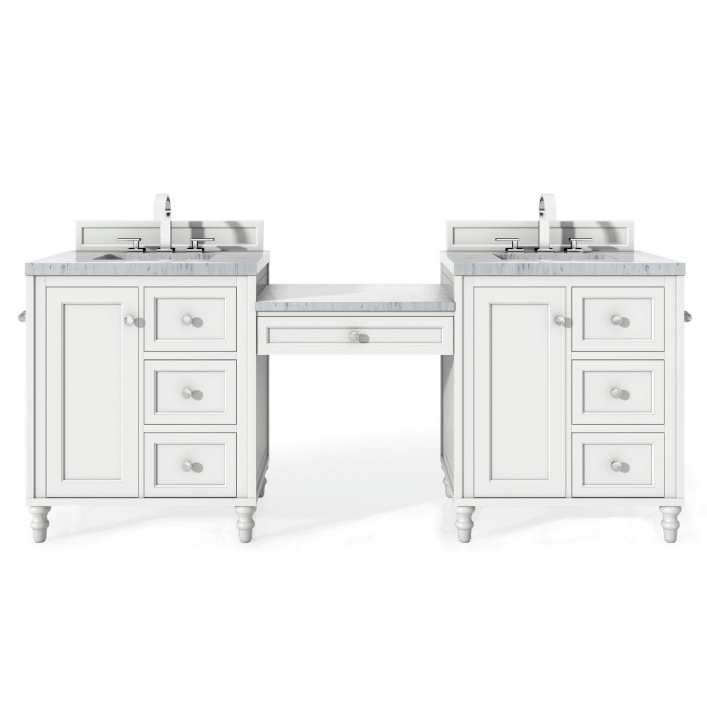 Copper Cove Encore 86" Double Vanity Set White w/ 3 CM Arctic Fall Surface Top