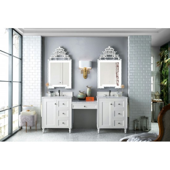 Copper Cove Encore 86" Double Vanity Set White w/ 3 CM Arctic Fall Surface Top