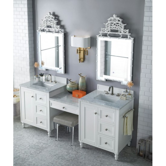 Copper Cove Encore 86" Double Vanity Set White w/ 3 CM Carrara Marble Top