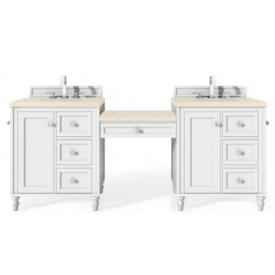 Copper Cove Encore 86" Double Vanity Set White w/ 3 CM Eternal Marfil Quartz Top