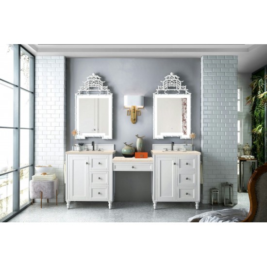 Copper Cove Encore 86" Double Vanity Set White w/ 3 CM Eternal Marfil Quartz Top