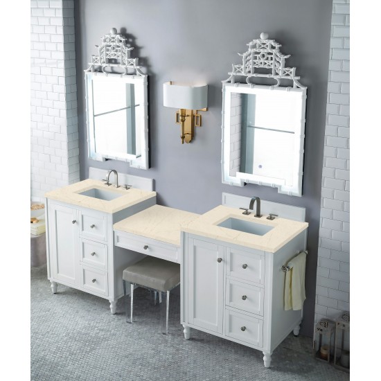 Copper Cove Encore 86" Double Vanity Set White w/ 3 CM Eternal Marfil Quartz Top