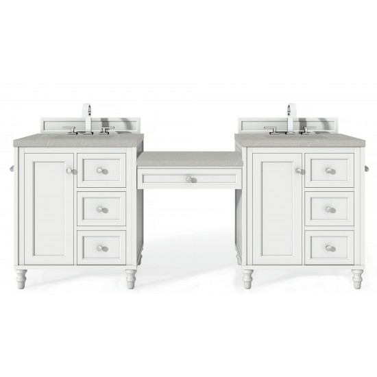 Copper Cove Encore 86" Double Vanity Set White w/ 3 CM Serena Quartz Top