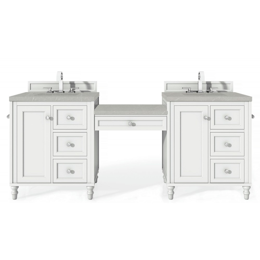 Copper Cove Encore 86" Double Vanity Set White w/ 3 CM Serena Quartz Top