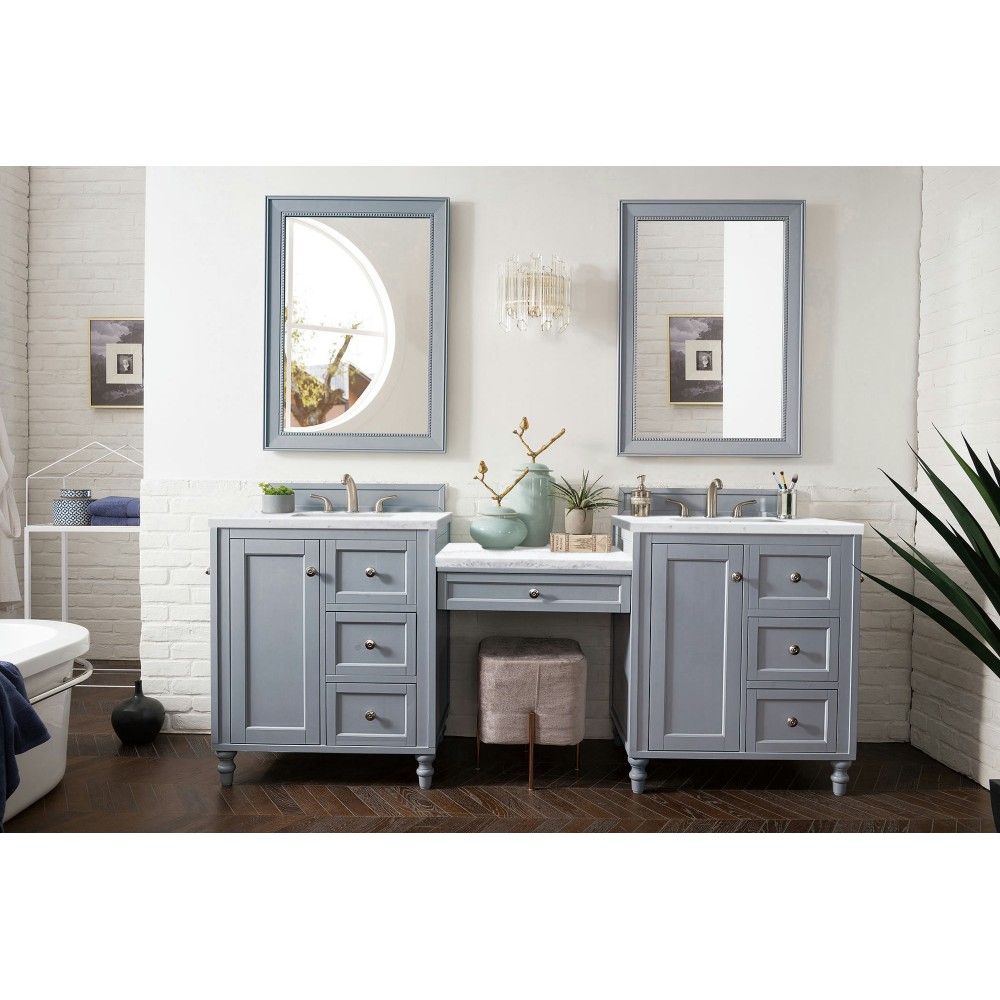 Copper Cove Encore 86" Double Vanity Set Gray w/ 3 CM Arctic Fall Surface Top