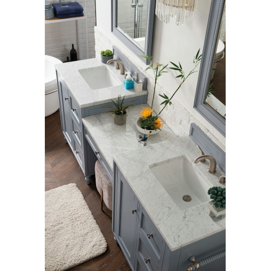 Copper Cove Encore 86" Double Vanity Set Gray w/ 3 CM Carrara Marble Top