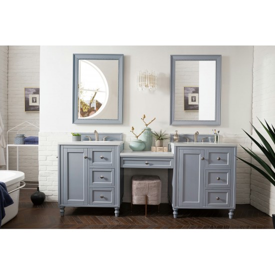 Copper Cove Encore 86" Double Vanity Set Gray w/ 3 CM Classic White Quartz Top