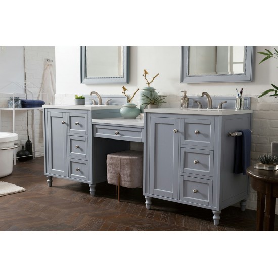 Copper Cove Encore 86" Double Vanity Set Gray w/ 3 CM Classic White Quartz Top