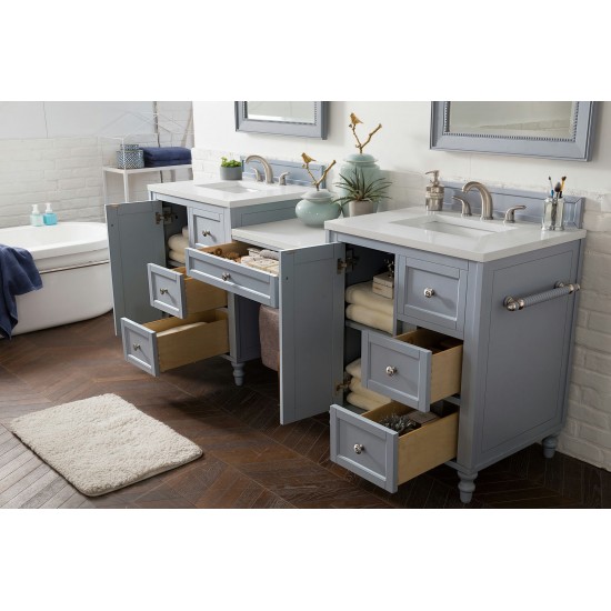 Copper Cove Encore 86" Double Vanity Set Gray w/ 3 CM Classic White Quartz Top