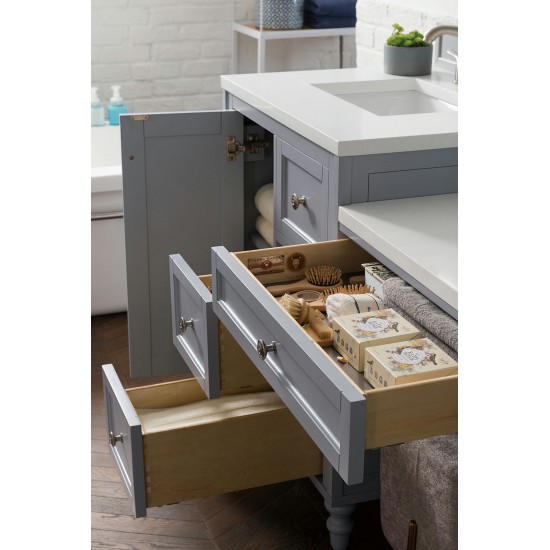 Copper Cove Encore 86" Double Vanity Set Gray w/ 3 CM Classic White Quartz Top