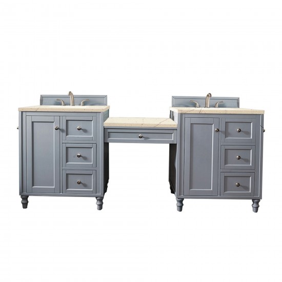 Copper Cove Encore 86" Double Vanity Set Gray w/ 3 CM Eternal Marfil Quartz Top