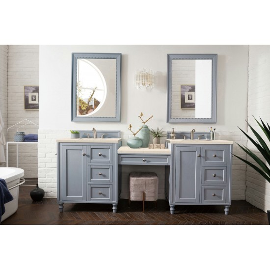 Copper Cove Encore 86" Double Vanity Set Gray w/ 3 CM Eternal Marfil Quartz Top