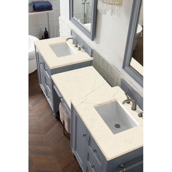 Copper Cove Encore 86" Double Vanity Set Gray w/ 3 CM Eternal Marfil Quartz Top