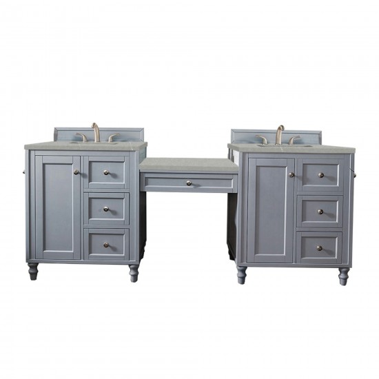 Copper Cove Encore 86" Double Vanity Set Gray w/ 3 CM Serena Quartz Top