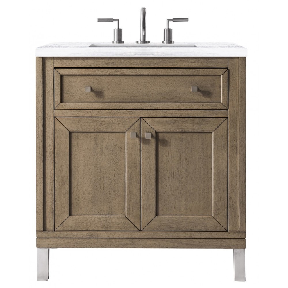 Chicago 30" Single Vanity Walnut w/3 CM Arctic Fall Solid Surface Top Chicago 30" Single Vanity Walnut w/3 CM Arctic Fall Solid Surface Top