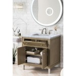 Chicago 30" Single Vanity, Whitewashed Walnut w/ 3 CM Carrara Marble Top