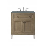 Chicago 30" Single Vanity, Whitewashed Walnut w/ 3 CM Cala Blue Quartz Top