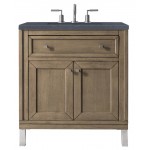 Chicago 30" Single Vanity Walnut w/3 CM Charcoal Soapstone Quartz Top