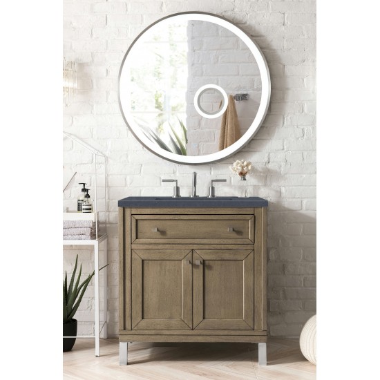 Chicago 30" Single Vanity Walnut w/3 CM Charcoal Soapstone Quartz Top