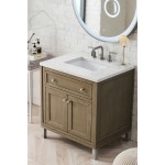 Chicago 30" Single Vanity Whitewashed Walnut w/ 3 CM Jasmine Pearl Quartz Top