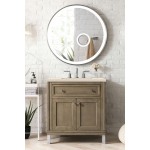 Chicago 30" Single Vanity, Whitewashed Walnut w/ 3 CM Eternal Marfil Quartz Top