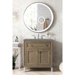 Chicago 30" Single Vanity, Whitewashed Walnut w/ 3 CM Grey Expo Quartz Top