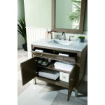 Chicago 36" Single Vanity, Whitewashed Walnut w/ 3 CM Carrara Marble Top