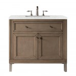 Chicago 36" Single Vanity Whitewashed Walnut w/ 3 CM Jasmine Pearl Quartz Top