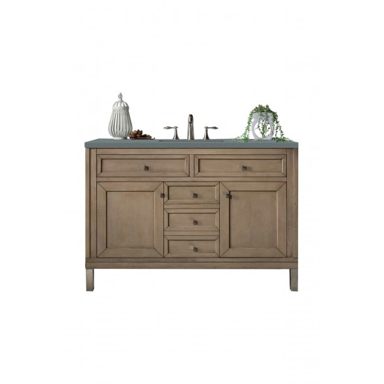 Chicago 48" Single Vanity, Whitewashed Walnut w/ 3 CM Cala Blue Quartz Top