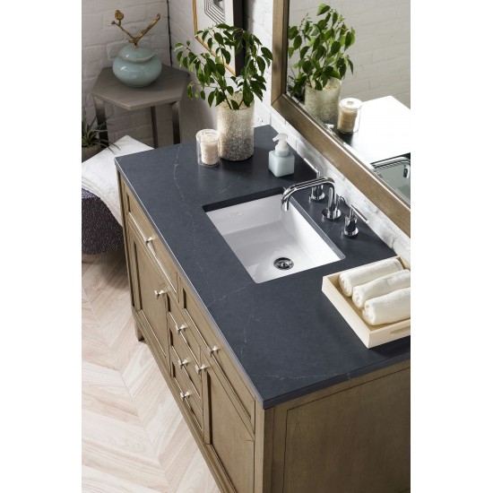 Chicago 48" Single Vanity Walnut w/3 CM Charcoal Soapstone Quartz Top